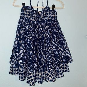 Blue and White Printed Dress